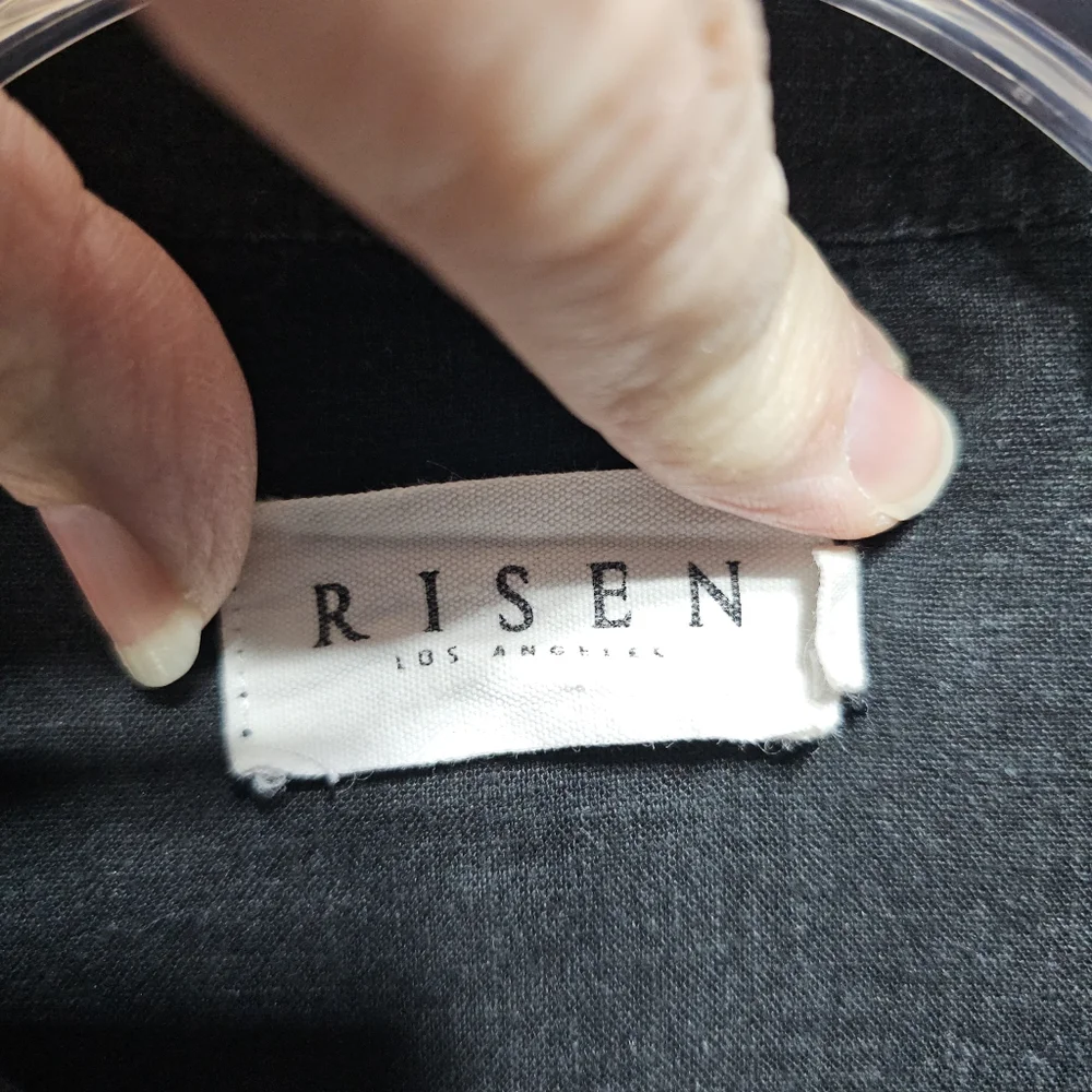 Risen Los Angeles Women's Black Linen Blend Relaxed Fit Button Up Shirt Size M/L - Picture 10 of 14